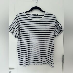 Marc Aurel Striped Short Sleeve Ruffle Tee